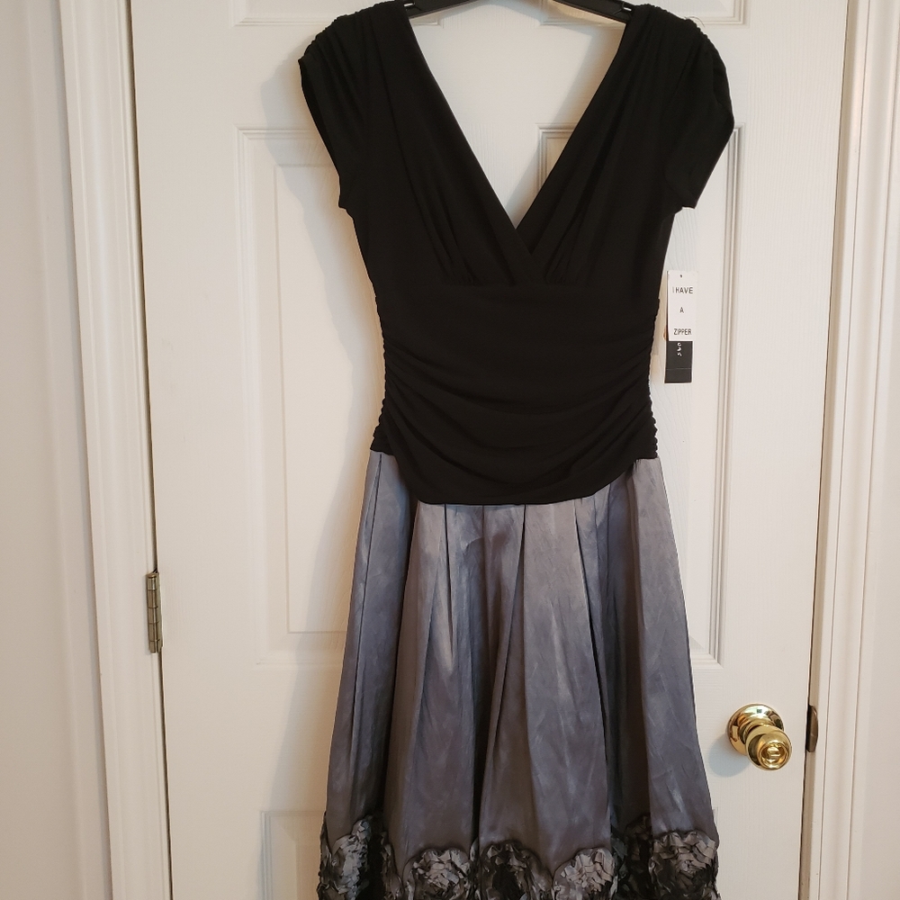 Black & Gray Formal Dress Classic, Vintage, Chic, Elegant, Vogue